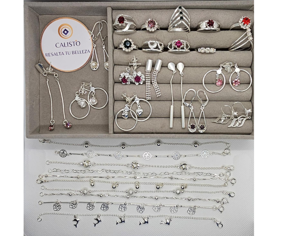 Pack 30 prendas (10 aros, 10 pulseras, 10 anillos) + 30 bolsitas de regalo