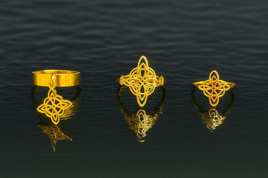 Set 3 anillos Nudo de Bruja - Acero Inoxidable enchapado en Oro 18k