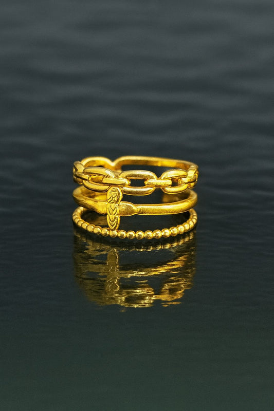 Anillo - Acero Inoxidable enchapado en Oro 18k - Ajustable con cajita de Regalo