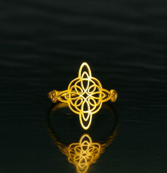 Anillo - Acero Inoxidable enchapado en oro 18k - Ajustable con cajita de Regalo