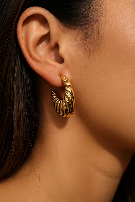 Aros coral - Acero Inoxidable enchapado en Oro 18k