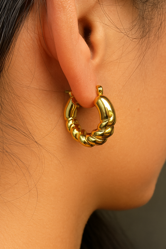 Aros Milos- Acero Inoxidable enchapado en oro 18k