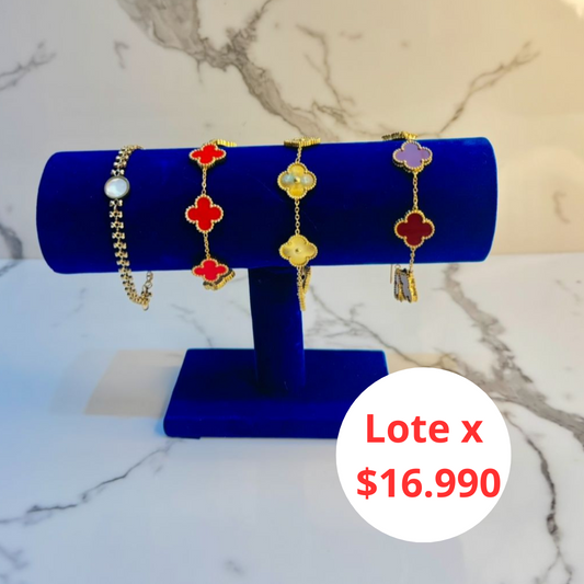 4 pulseras - Acero inoxidable enchapado en oro 18k