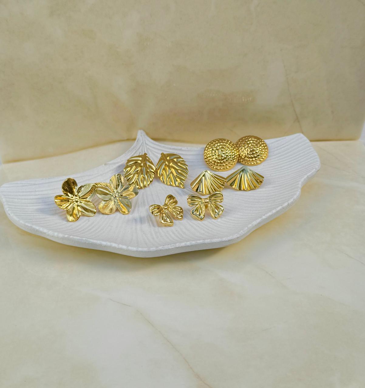 Pack 5 Aritos - Acero Enchapados en oro 18k