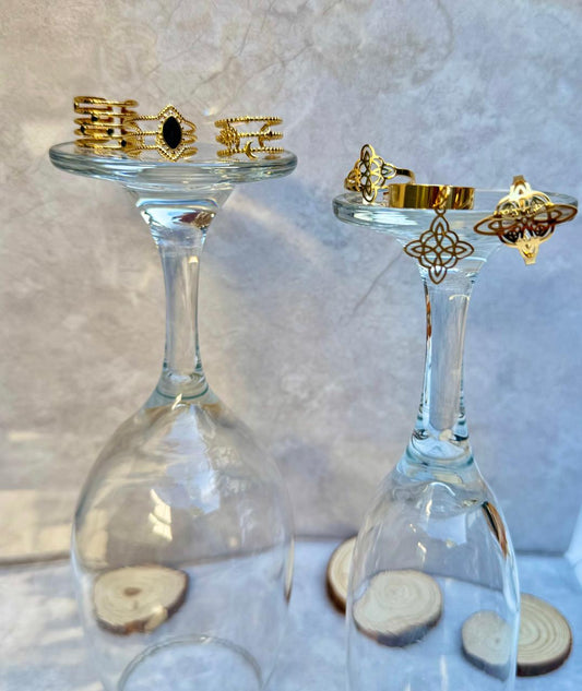 Pack 6 Anillos - Acero enchapado en oro 18k