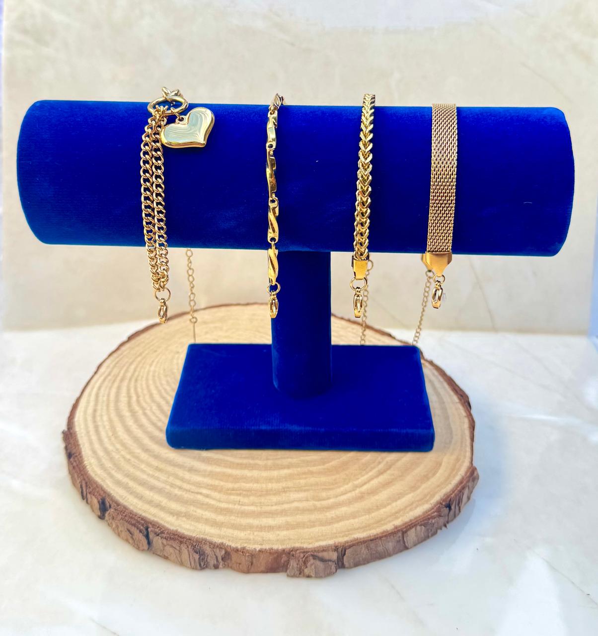 Pack 4 Pulseras - Acero enchapado en oro 18k