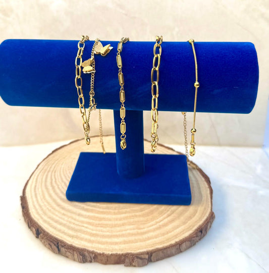 Pack 4 pulseras - Acero enchapado en oro 18k