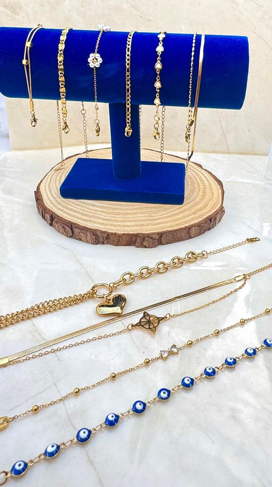 Pack 10 pulseras - Acero Enchapado en oro 18k